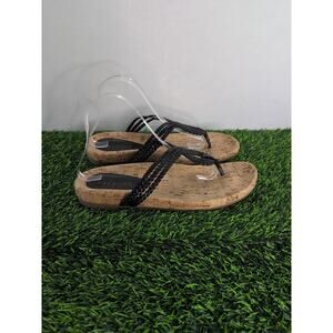 Women's Talbots Celtic Knot Thong Sandals Black / Tan Size 10 Flip Flops